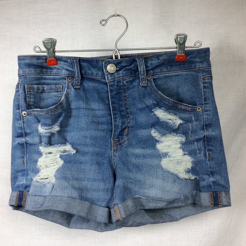 Aeropostale High Waisted Midi Blue Jean Shorts